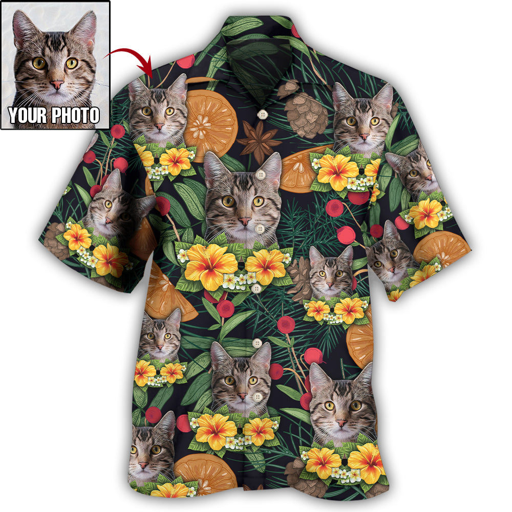 3 / Adults / S Cat Tropical Various Style Custom Photo - Hawaiian Shirt 