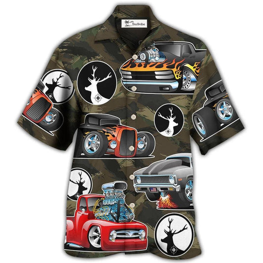 Hawaiian Shirt / Adults / S Hunting I Like Hot Rods And Hunting - Hawaiian Shirt 