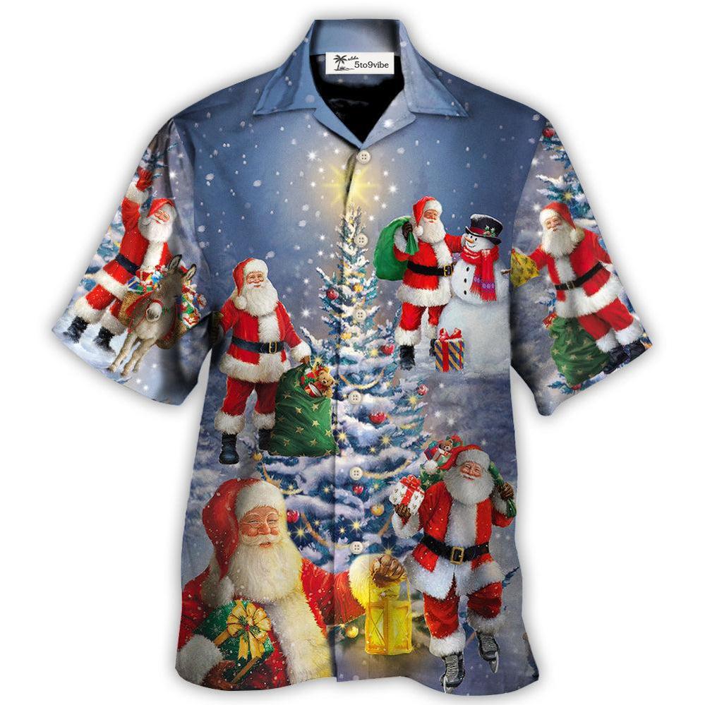 Hawaiian Shirt / Adults / S Christmas Santa Claus In Love Light Xmas Tree - Hawaiian Shirt 