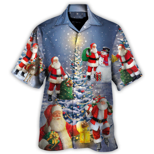 Hawaiian Shirt / Adults / S Christmas Santa Claus In Love Light Xmas Tree - Hawaiian Shirt 