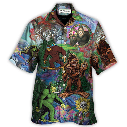 Hippie Bigfoot Peace Life Color Amazing - Unisex Hawaiian Shirt For Men and Women