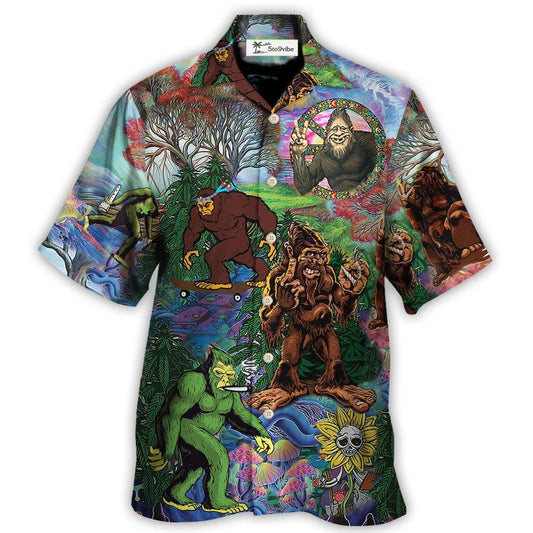 Hippie Bigfoot Peace Life Color Amazing - Unisex Hawaiian Shirt For Men and Women