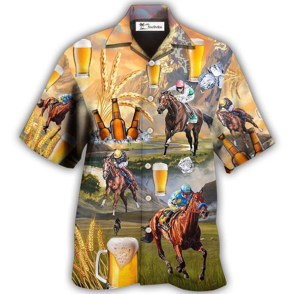 Hawaiian Shirt / Adults / S Beer And Horse Racing On The Steppe - Hawaiian Shirt 
