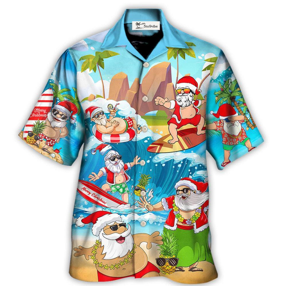 Hawaiian Shirt / Adults / S Christmas Santa Claus Play On The Beach Mele Kalikimaka Funny - Hawaiian Shirt 