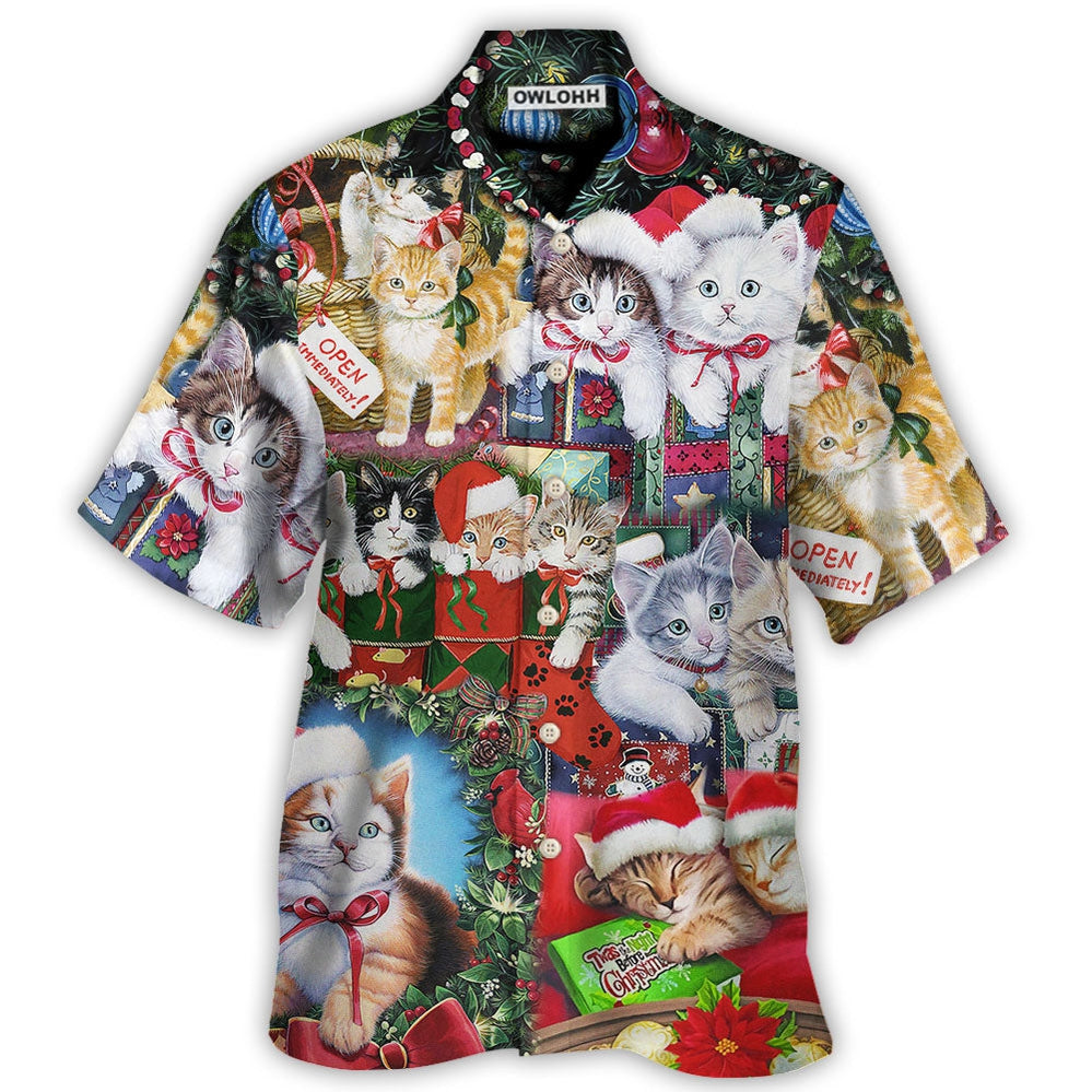 Hawaiian Shirt / Adults / S Cat Christmas Tree Merry Xmas - Hawaiian Shirt 