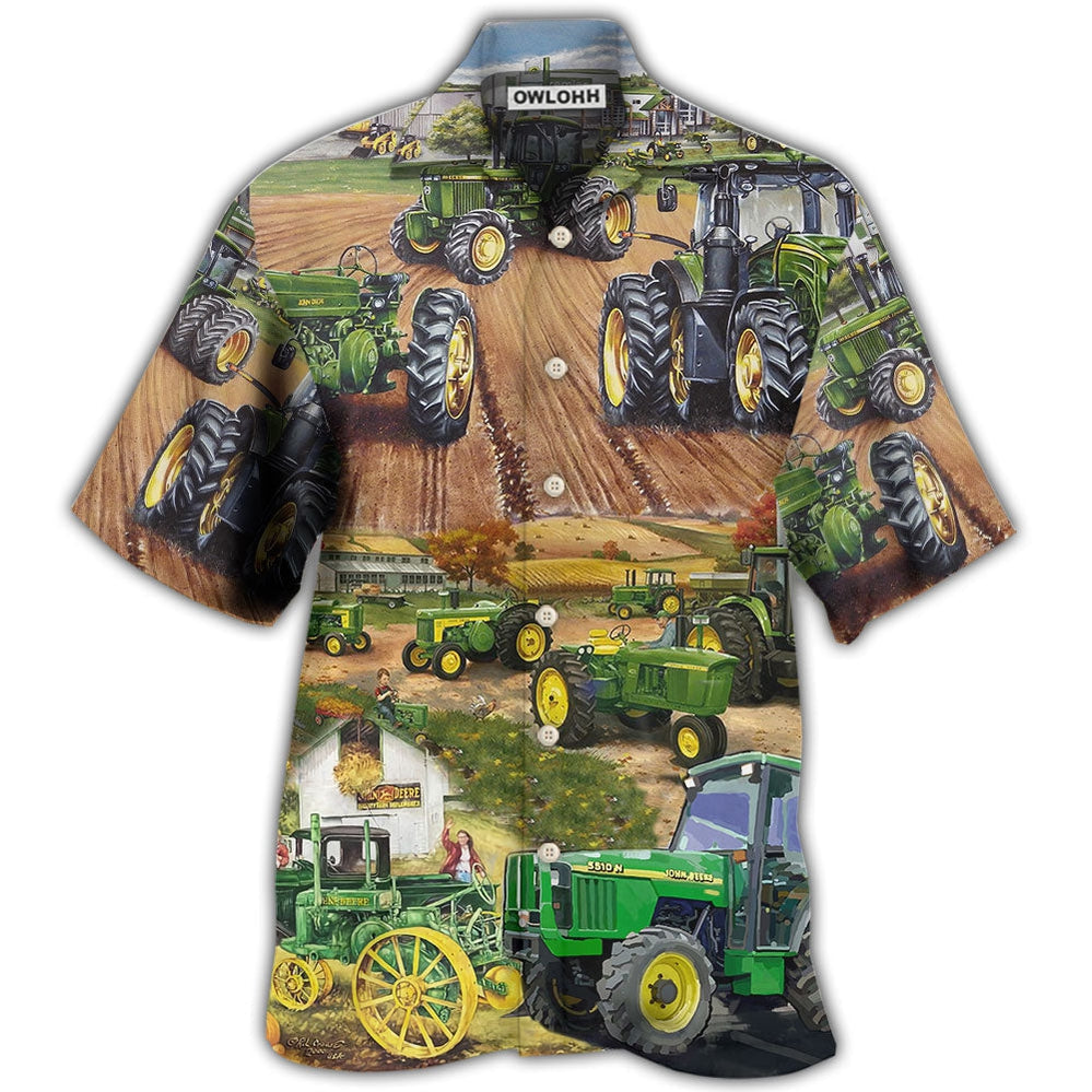 Hawaiian Shirt / Adults / S Tractor Green Tractor Working Farm - Hawaiian Shirt 