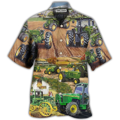 Hawaiian Shirt / Adults / S Tractor Green Tractor Working Farm - Hawaiian Shirt 