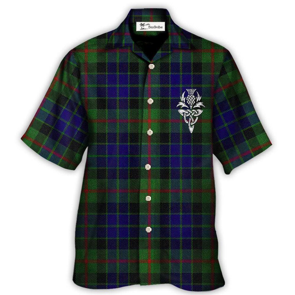 Estilo tartán "Te amo" - Camisa hawaiana unisex para hombres y mujeres