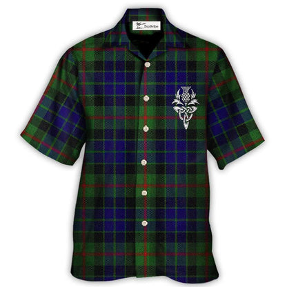 Estilo tartán "Te amo" - Camisa hawaiana unisex para hombres y mujeres