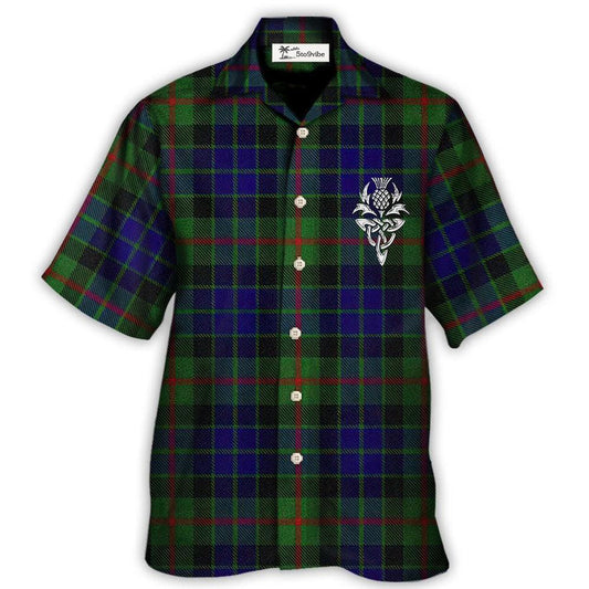 Estilo tartán "Te amo" - Camisa hawaiana unisex para hombres y mujeres