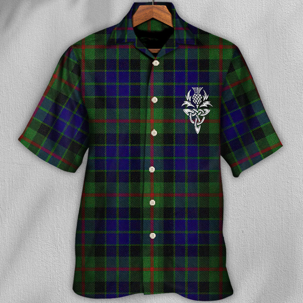 Estilo tartán "Te amo" - Camisa hawaiana unisex para hombres y mujeres