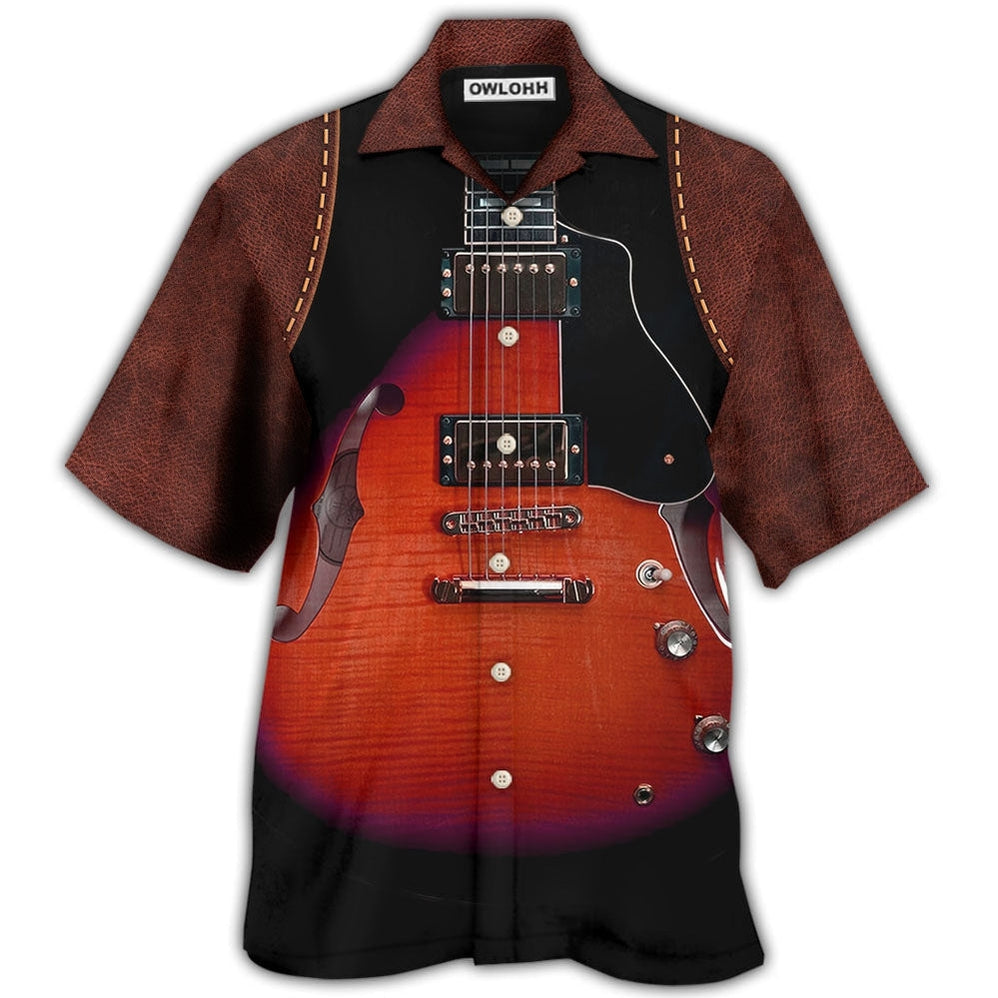 Hawaiian Shirt / Adults / S Guitar Red Vintage Leather - Hawaiian Shirt 