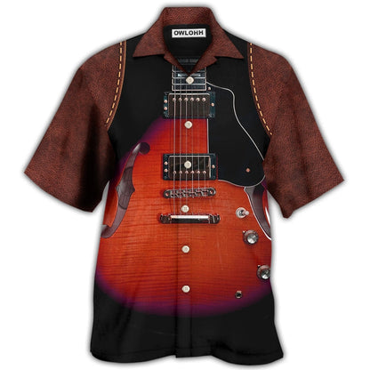 Hawaiian Shirt / Adults / S Guitar Red Vintage Leather - Hawaiian Shirt 