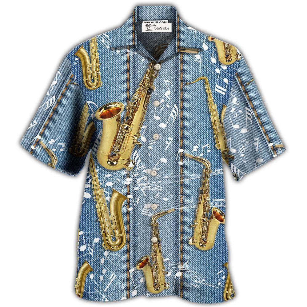 Hawaiian Shirt / Adults / S Saxophone Jeans Art Music Note - Hawaiian Shirt 