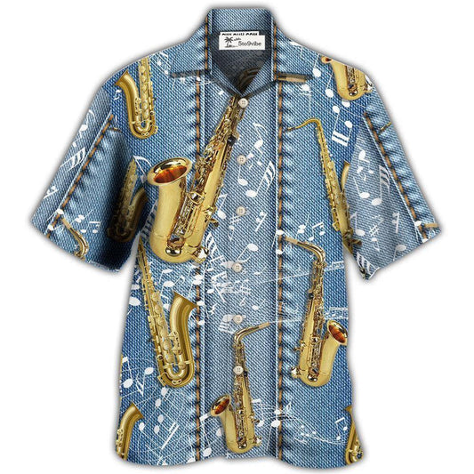Hawaiian Shirt / Adults / S Saxophone Jeans Art Music Note - Hawaiian Shirt 