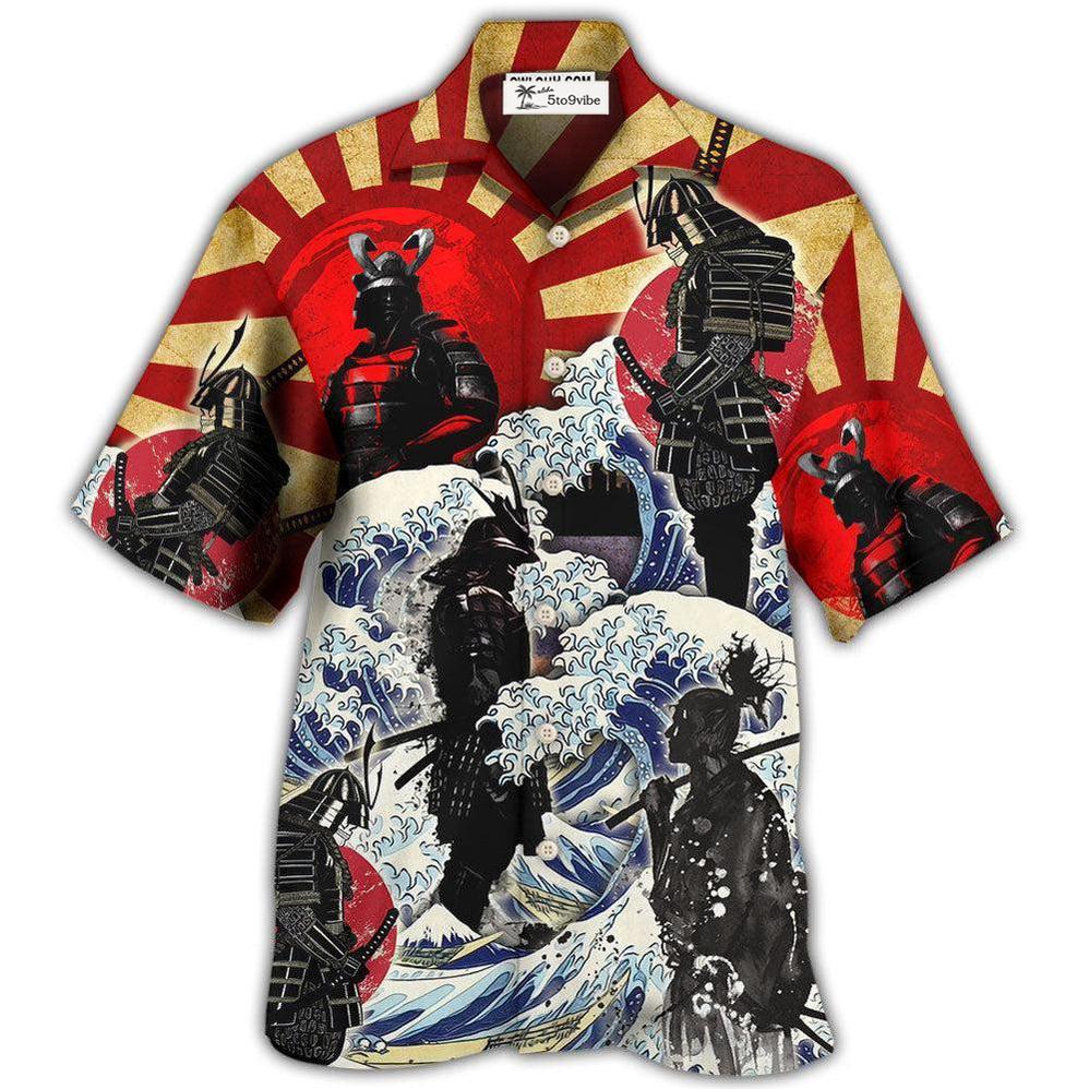 Hawaiian Shirt / Adults / S Samurai Red Sun And Wave Art - Hawaiian Shirt 