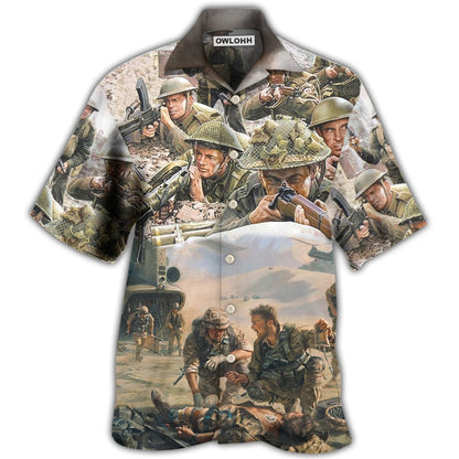 Hawaiian Shirt / Adults / S Veteran War Painting Fighting Together - Hawaiian Shirt 