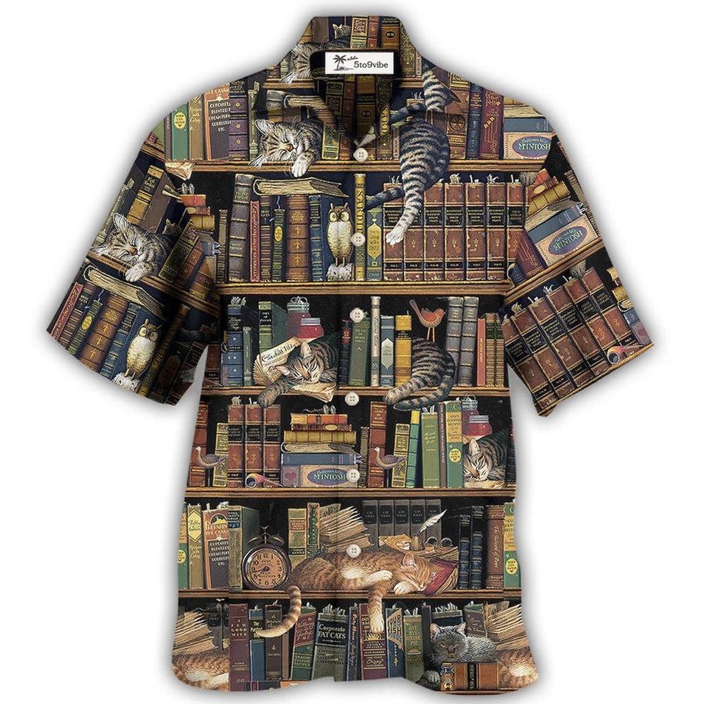 Hawaiian Shirt / Adults / S Book And Cat Vintage - Hawaiian Shirt 