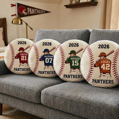 Personalized Baseball Pillow Custom Name Number Team Gift, Kids Sports Room Decor Cushion, Baseball Fan Gift, Custom Pillow