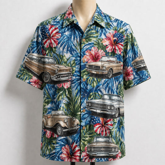 Classic Car America 4th July 250 Years Anniversary Premium Unisex Hawaiian Shirt For Men and Women