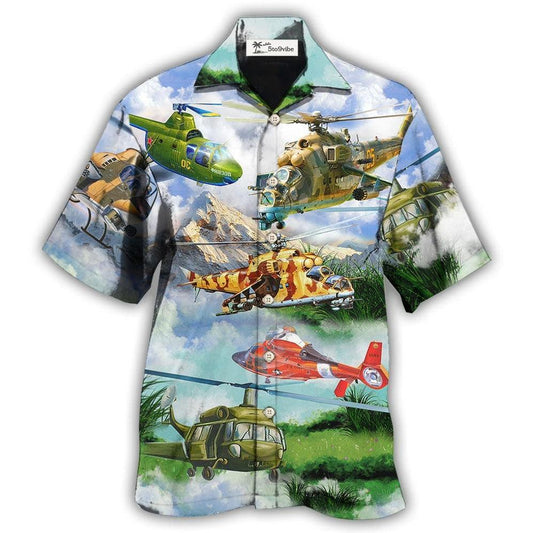 Hawaiian Shirt / Adults / S Helicopter Real Pilots Don't Need Runway Mountain Sky - Hawaiian Shirt 