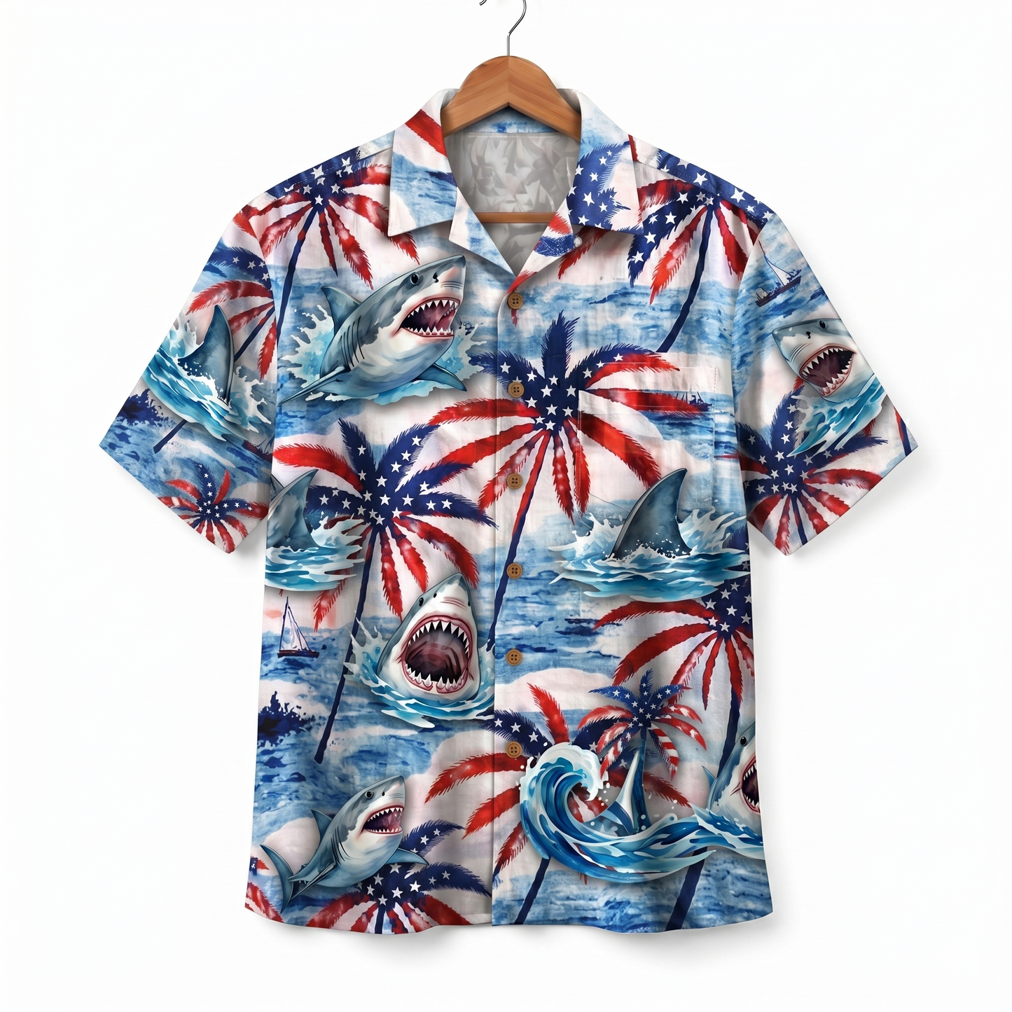 Shark America 4th July 250 Years Anniversary Premium Unisex Hawaiian Shirt For Men and Women