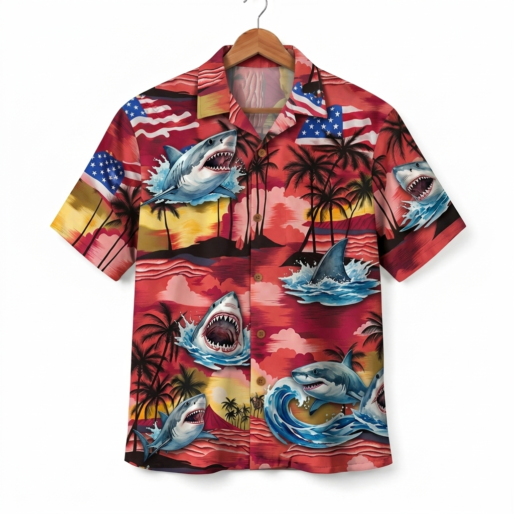 Shark America 4th July 250 Years Anniversary Premium Unisex Hawaiian Shirt For Men and Women