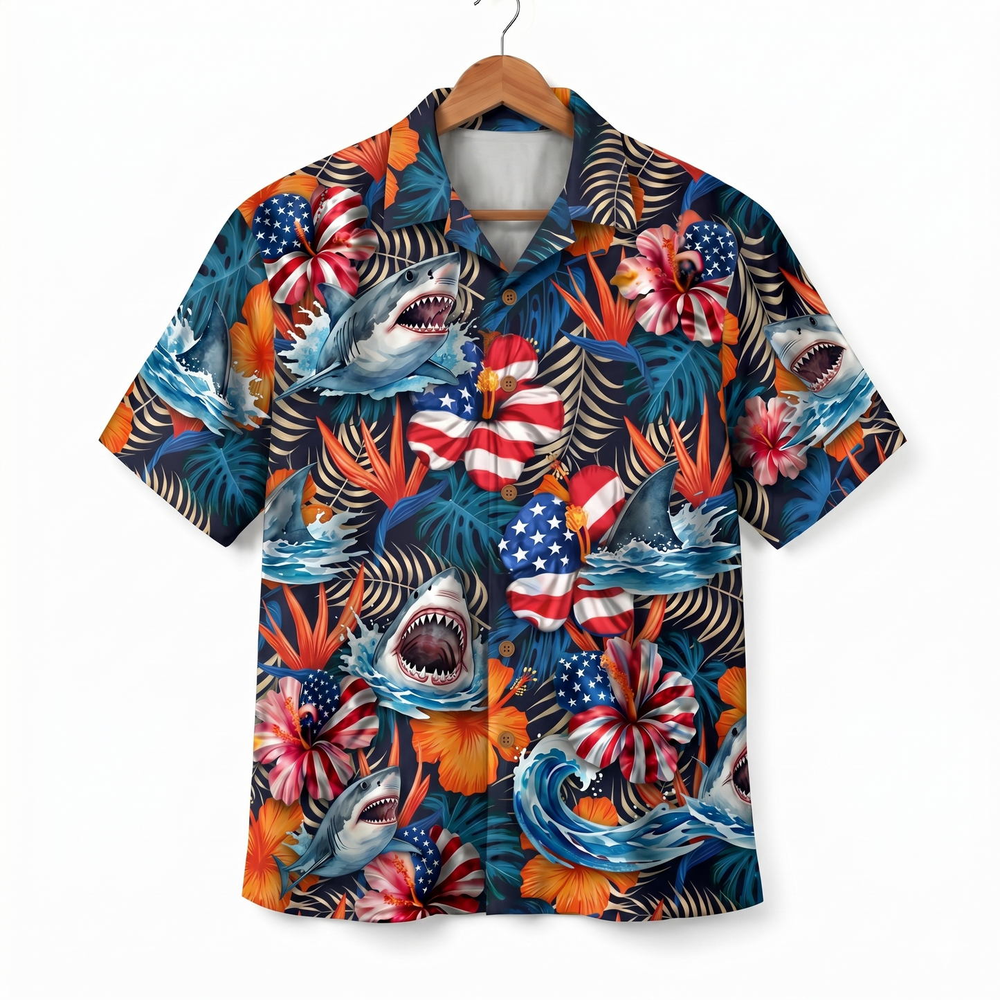 Shark America 4th July 250 Years Anniversary Premium Unisex Hawaiian Shirt For Men and Women