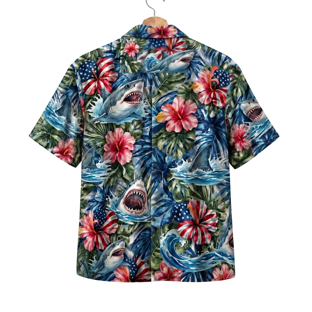 Shark America 4th July 250 Years Anniversary Premium Unisex Hawaiian Shirt For Men and Women