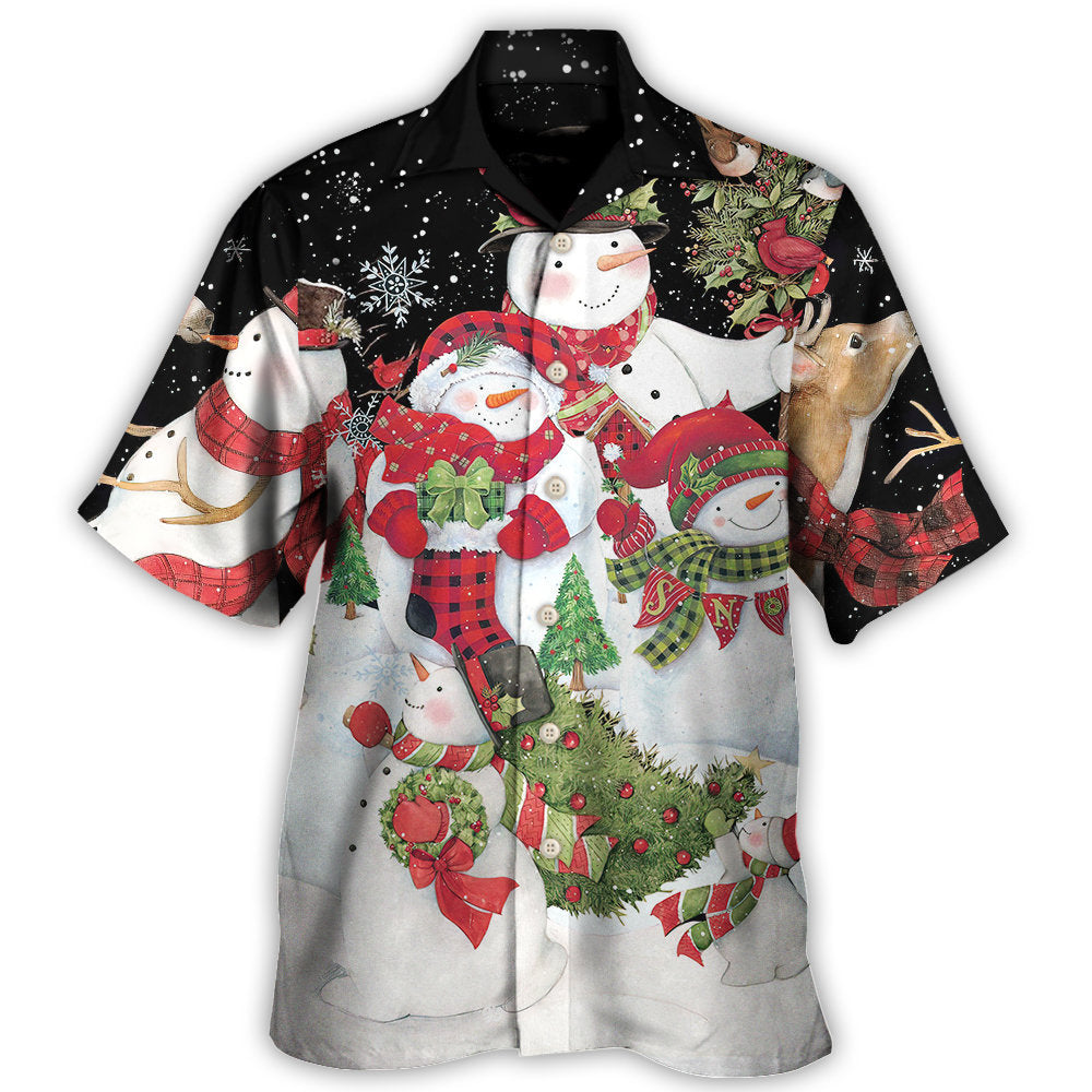 Hawaiian Shirt / Adults / S Christmas Cutie Snowman Happy Xmas Cardinal - Hawaiian Shirt 
