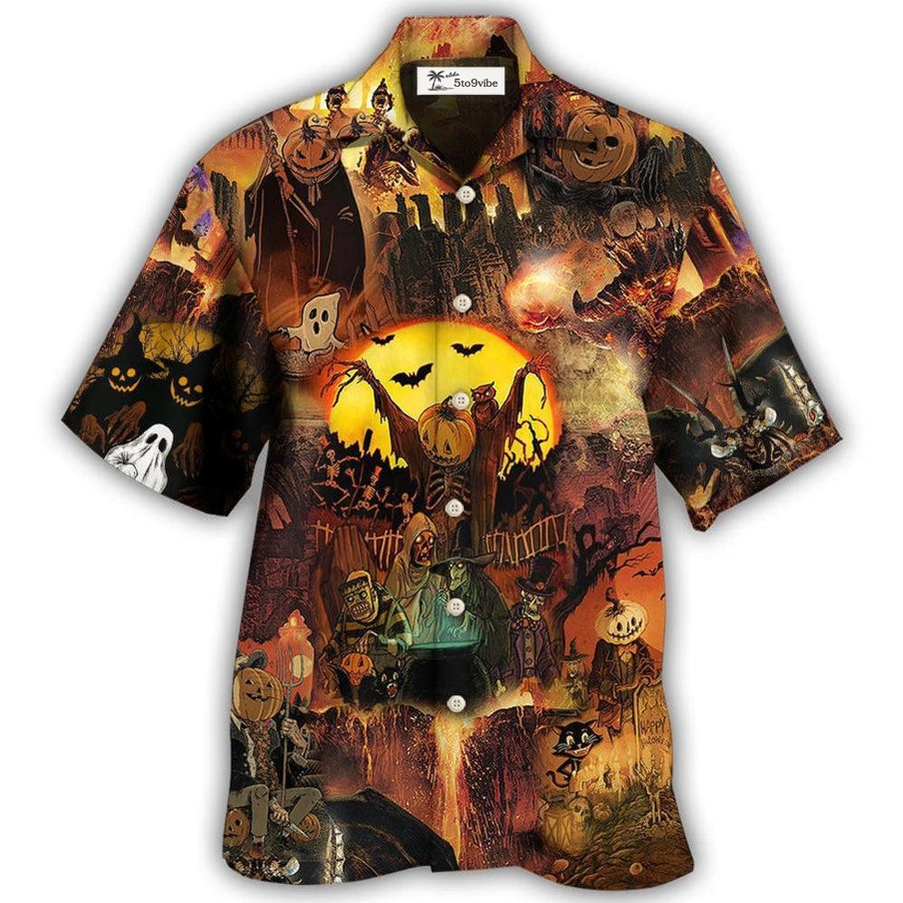 Hawaiian Shirt / Adults / S Halloween Pumpkin Ghost Scary - Hawaiian Shirt 