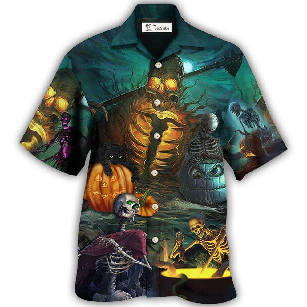 Hawaiian Shirt / Adults / S Halloween Skull Dark Scary - Hawaiian Shirt 