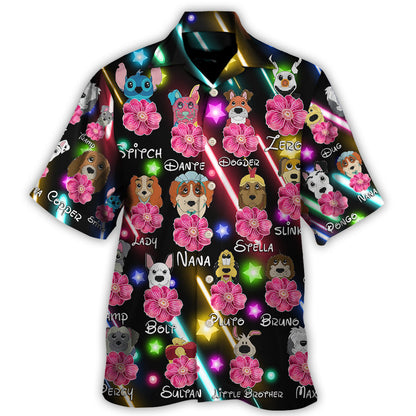 Dog Of DN Funny Dog Flower Neon Style Lovers Dog - Unisex Hawaiian Shirt For Men and Women