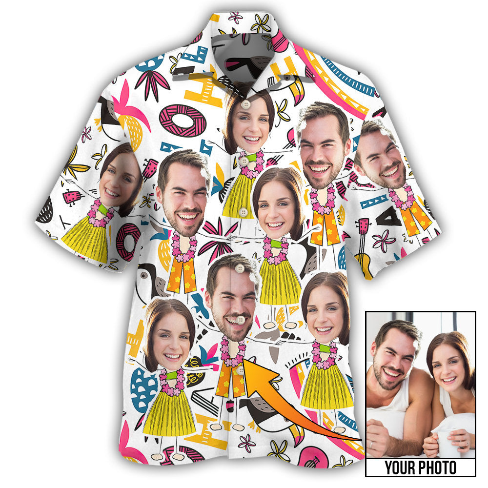 4 / Adults / S Face Funny Style Custom Photo - Hawaiian Shirt 