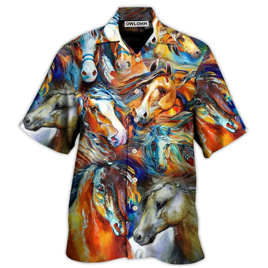 Hawaiian Shirt / Adults / S Horse Face Colorful Cool Art Style - Hawaiian Shirt 