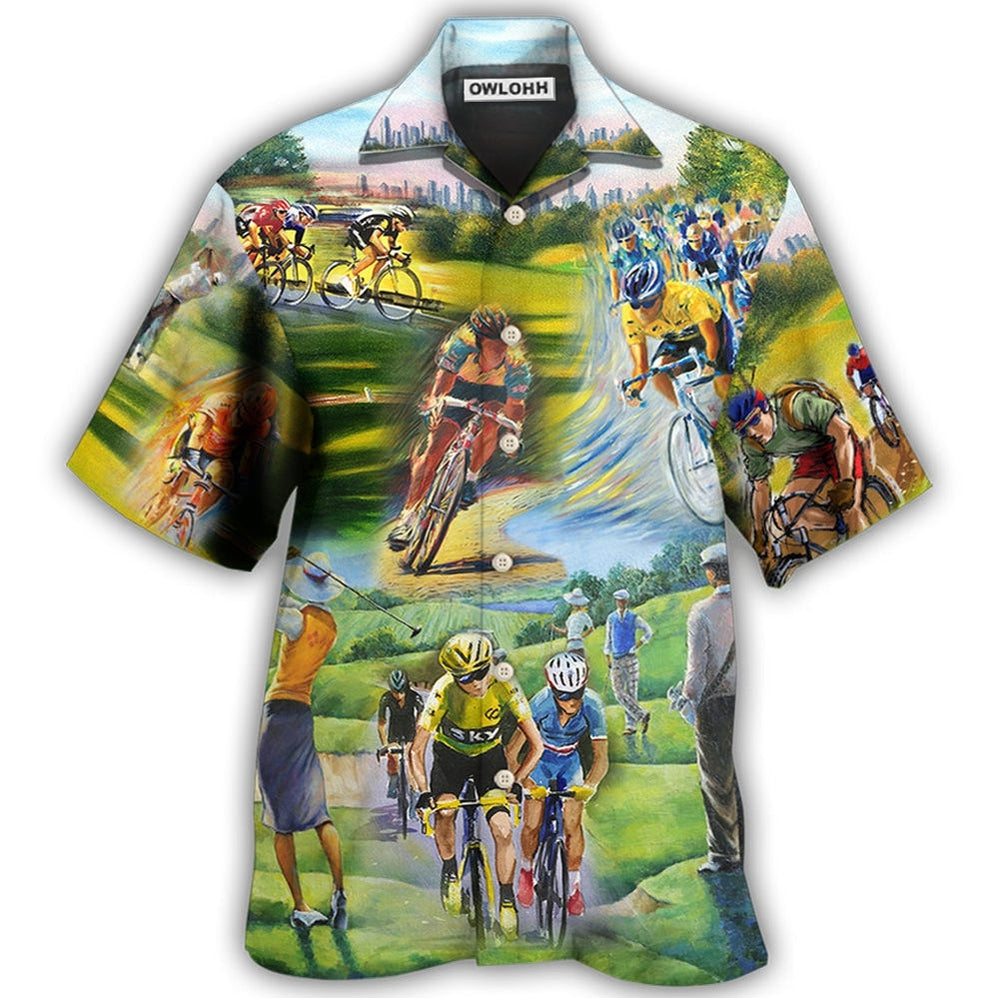 Hawaiian Shirt / Adults / S Cycling And Golf Lover Abstract Painting - Hawaiian Shirt 