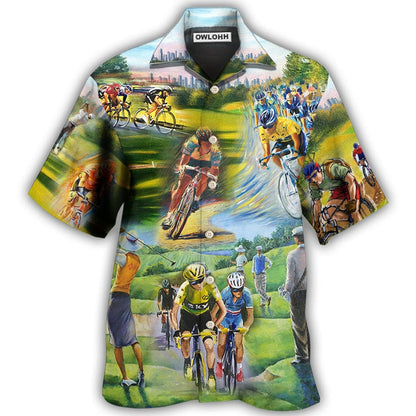 Hawaiian Shirt / Adults / S Cycling And Golf Lover Abstract Painting - Hawaiian Shirt 