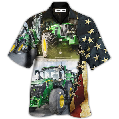 Hawaiian Shirt / Adults / S Tractor Independence Day Green Tractor US Flag - Hawaiian Shirt 