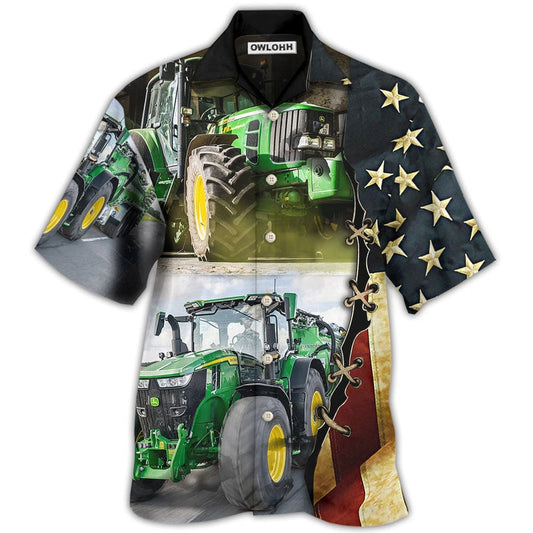 Hawaiian Shirt / Adults / S Tractor Independence Day Green Tractor US Flag - Hawaiian Shirt 