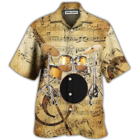 Hawaiian Shirt / Adults / S Drum Old Drummer And Lovely Lady Stick - Hawaiian Shirt 