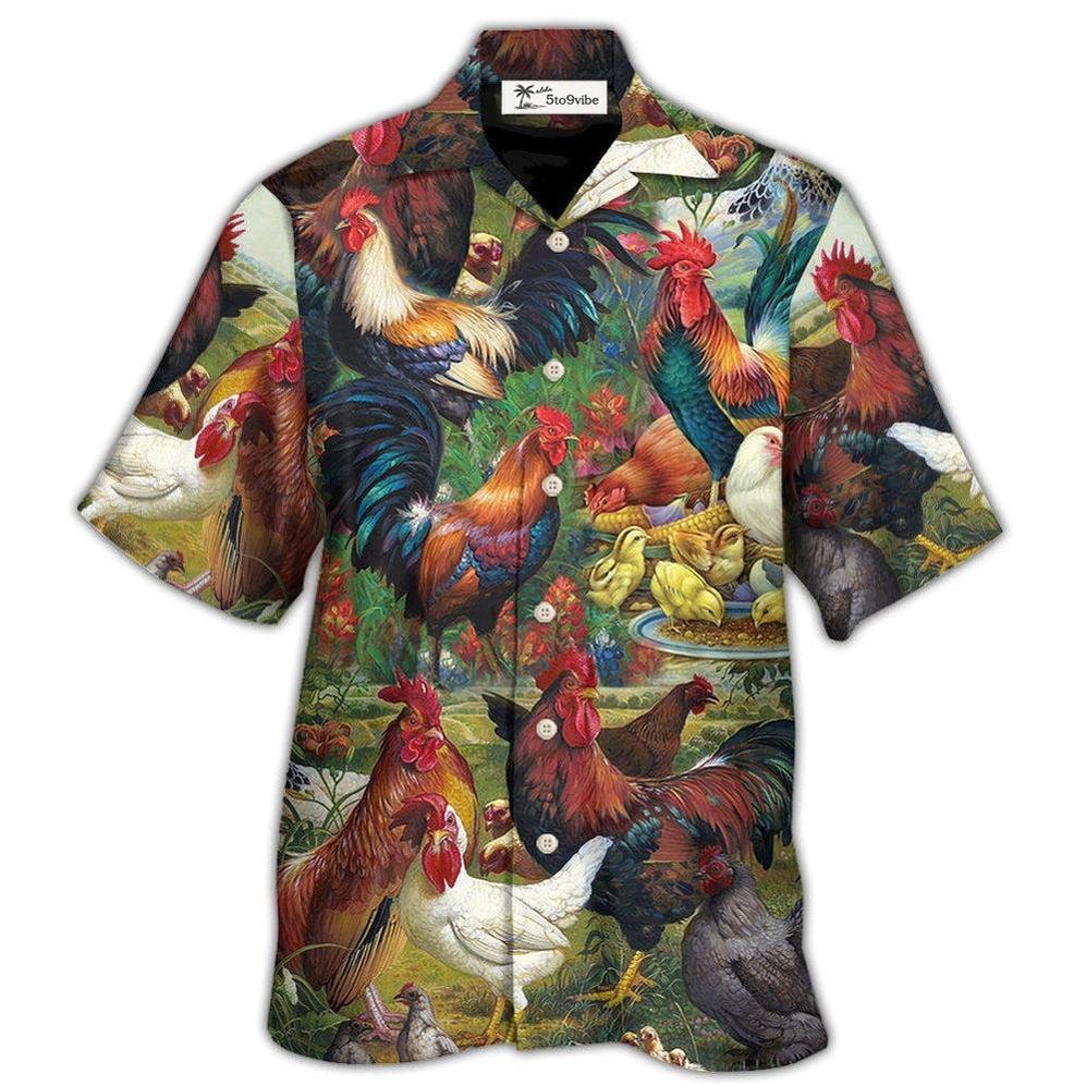 Hawaiian Shirt / Adults / S Chicken Lovers Retro Style Background - Hawaiian Shirt 