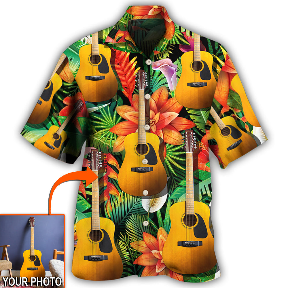 Acoustic Guitar / Adults / S Guitar Various Style Tropical Custom Photo - Hawaiian Shirt 