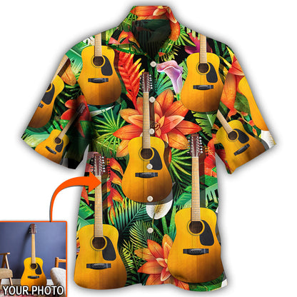 Acoustic Guitar / Adults / S Guitar Various Style Tropical Custom Photo - Hawaiian Shirt 