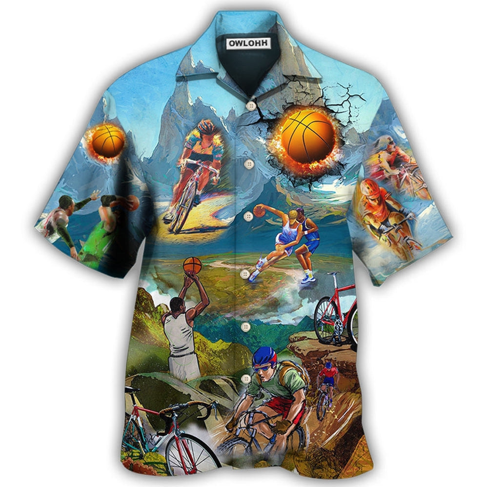 Hawaiian Shirt / Adults / S Cycling And Basketball Moutain Painting Lover - Hawaiian Shirt 