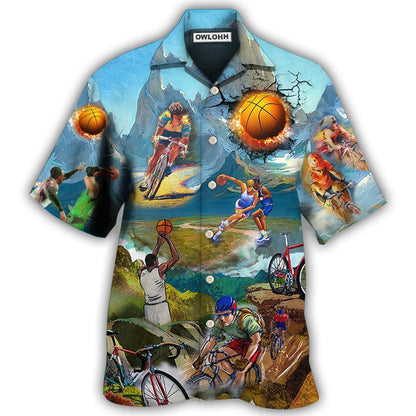 Hawaiian Shirt / Adults / S Cycling And Basketball Moutain Painting Lover - Hawaiian Shirt 