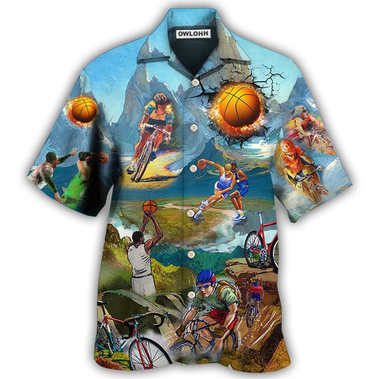 Hawaiian Shirt / Adults / S Cycling And Basketball Moutain Painting Lover - Hawaiian Shirt 
