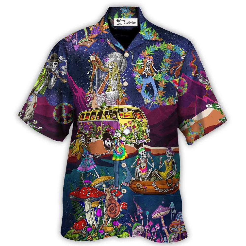 Hippie Funny Skull Dacing Moon Night Amazing Style - Hawaiian Shirt 
