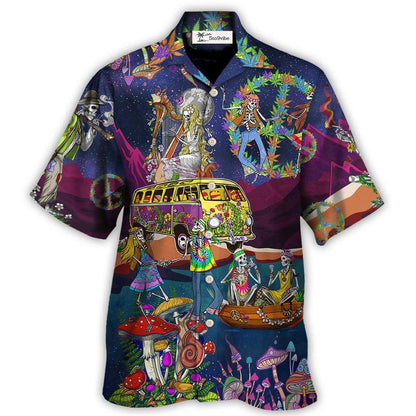 Hippie Funny Skull Dacing Moon Night Amazing Style - Hawaiian Shirt 
