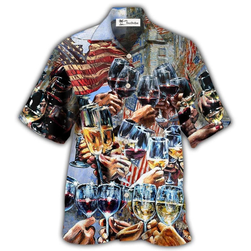 Hawaiian Shirt / Adults / S Wine Cheers Independence Day - Hawaiian Shirt 