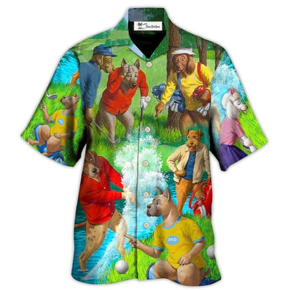 Hawaiian Shirt / Adults / S Golf Dog Cool Lover Golf Art Style - Hawaiian Shirt 